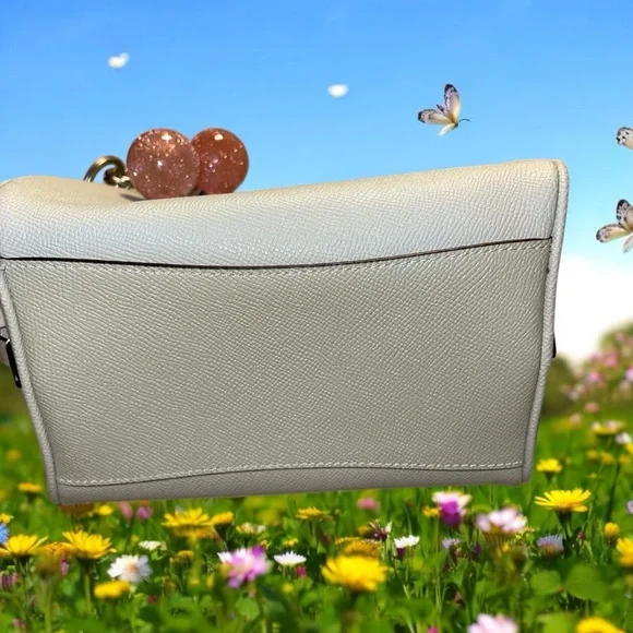 Coach Sydney Satchel Crossbody Lt. Sage Green Silver Logo Bag w/ pink cherry NWT - Picture 6 of 11